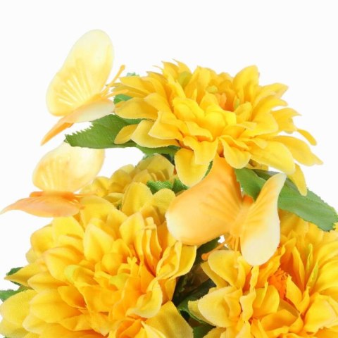 BUKIE'T ŻÓTYCH MARGARETEK Z DEKORACYJNYMI MOTYLKAMI - KWIECISTA DEKORACJA, 40 CM