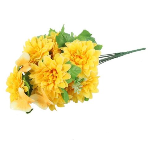 BUKIE'T ŻÓTYCH MARGARETEK Z DEKORACYJNYMI MOTYLKAMI - KWIECISTA DEKORACJA, 40 CM