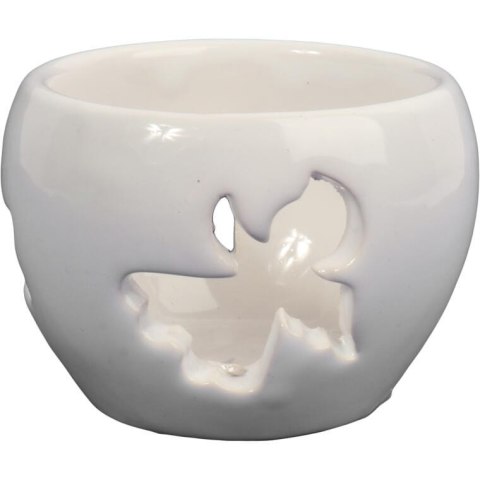Biały Ceramiczny Lampion Świecznik z Ażurowym Wzorem Anioła Biały Ceramiczny Lampion Świecznik z Ażurowym Wzorem Anioła