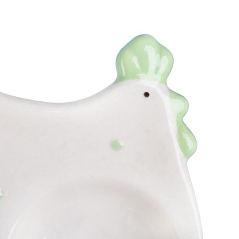 Ceramiczny Talerzyk-Podstawka na Sól i Pieprz Kura Wielkanocna w Zielone Kropki Ceramiczny Talerzyk-Podstawka na Sól i Pieprz Kura Wielkanocna w Zielone Kropki