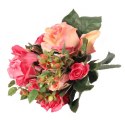 Elegancki Sztuczny Bukiet Róż z Różami Różowymi i Żółtymi 30 cm