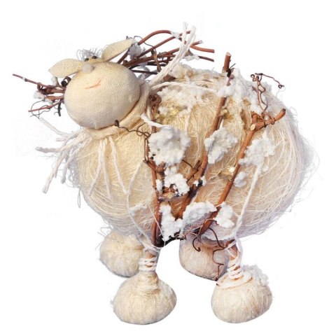 RENIFER FIGURKA STOJĄCA Z SIZALU I GAŁĄZEK 17 cm