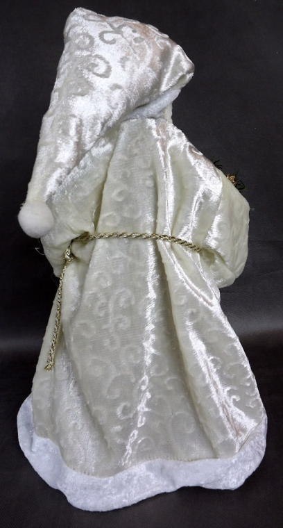 Stojąca Figurka Mikołaja z Workiem Prezentów w Welurowym Płaszczu - Wielkość 50x30cm Stojąca Figurka Mikołaja z Workiem Prezentów w Welurowym Płaszczu - Wielkość 50x30cm