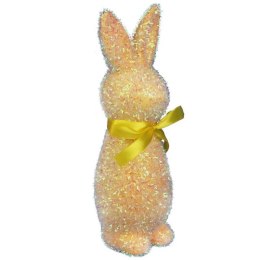 Zając ozdoba wielkanocna flokowana z brokatem Żółta L 25 cm