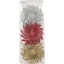 Zestaw 3 Brokatowych Zawieszek na Choinkę w Kształcie Śnieżynek - Multikolor, Plastikowe, 9 cm