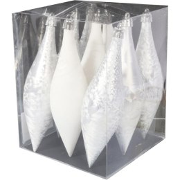 Zestaw 9 Białych Plastikowych Sopli Dekoracyjnych 15 cm z Efektem Zmrożenia