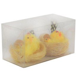 Zestaw Figurki Dekoracyjne Żółte Kurki w Gniazdach 2 Sztuki, 6 cm