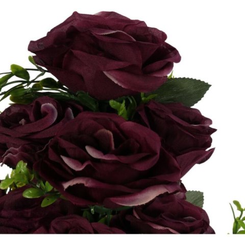 Bukiet 11 róż z bukszpanem 54 cm BORDOWY Bukiet 11 róż z bukszpanem 54 cm BORDOWY