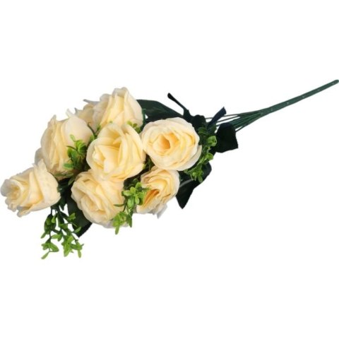 Bukiet 11 róż z bukszpanem 54 cm KREMOWY Bukiet 11 róż z bukszpanem 54 cm KREMOWY