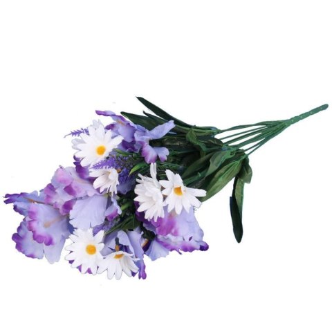 Bukiet 14 irysów z margaretkami i wrzosami 50 cm Bukiet 14 irysów z margaretkami i wrzosami 50 cm