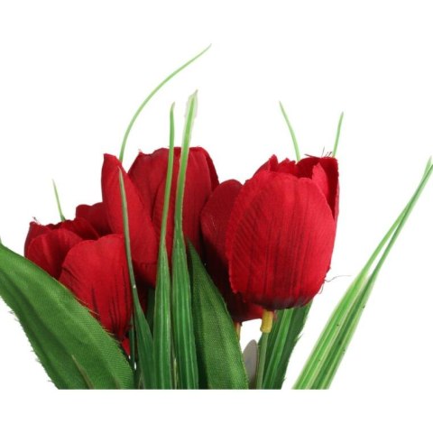 Bukiet 6 TULIPANÓW z trawką 34 cm CZERWONY Bukiet 6 TULIPANÓW z trawką 34 cm CZERWONY