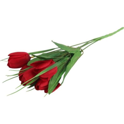 Bukiet 6 TULIPANÓW z trawką 34 cm CZERWONY Bukiet 6 TULIPANÓW z trawką 34 cm CZERWONY