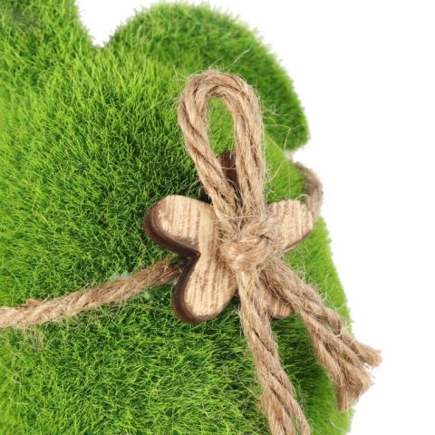 Zając flokowany z drewnianym kwiatkiem 15 cm zielony Zając flokowany z drewnianym kwiatkiem 15 cm zielony
