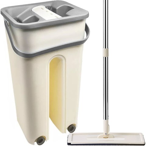 Mop płaski z wiadrem dwukomorowym wyciskaczem 2 wkłady 2x 4.5 l