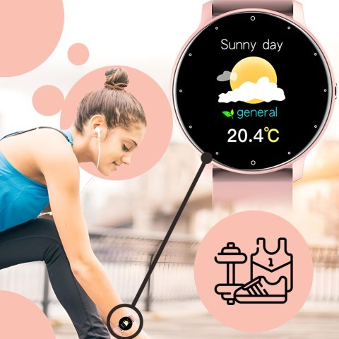 Smartwatch zegarek damski wodoodporny krokomierz pomiar tętna IPS 1.28''