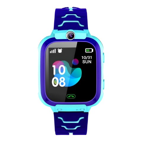 Smartwatch zegarek dla dzieci na kartę SIM lokalizacja GPS SOS kamera latarka - niebieski