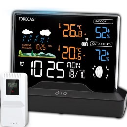 Stacja pogodowa bezprzewodowa zegar termometr higrometr barometr 1 czujnik 80 m LCD