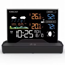 Stacja pogodowa bezprzewodowa zegar termometr higrometr barometr 1 czujnik 80 m LCD