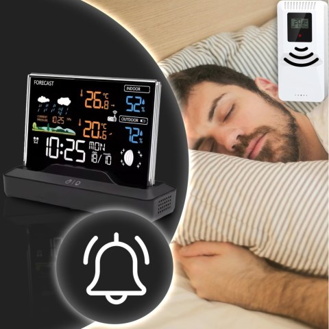 Stacja pogodowa bezprzewodowa zegar termometr higrometr barometr 1 czujnik 80 m LCD