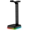 Stojak uchwyt biurkowy gamingowy na słuchawki HUB USB podświetlany RGB LED