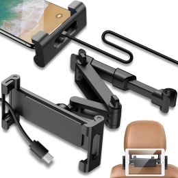 Uchwyt samochodowy teleskopowy na zagłówek do telefonu tabletu