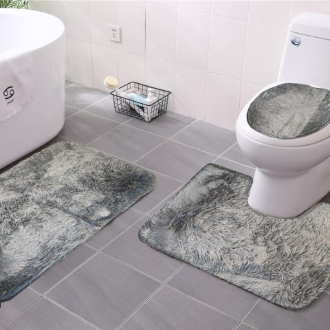 Zestaw dywaników łazienkowych antypoślizgowych szary - 3 szt.