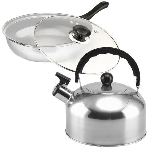 Zestaw garnków kuchennych z pokrywkami czajnikiem patelnią GAZ INDUKCJA - 11 el.