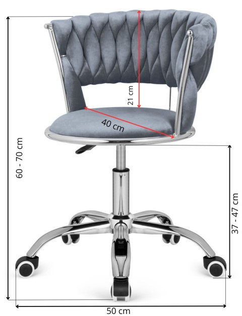 Krzesło obrotowe warkocz TRECCIA OFFICE GREY VELVET Krzesło obrotowe warkocz TRECCIA OFFICE GREY VELVET