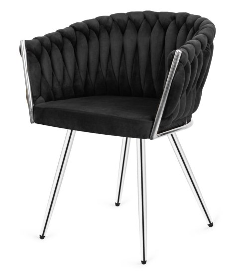 Krzesło plecione Lugano fotel TRECCIA BLACK VELVET SILVER Krzesło plecione Lugano fotel TRECCIA BLACK VELVET SILVER