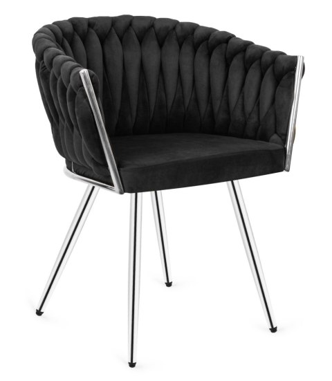 Krzesło plecione Lugano fotel TRECCIA BLACK VELVET SILVER Krzesło plecione Lugano fotel TRECCIA BLACK VELVET SILVER