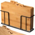 Zestaw desek kuchennych bambusowych ze stojakiem - 4 szt.