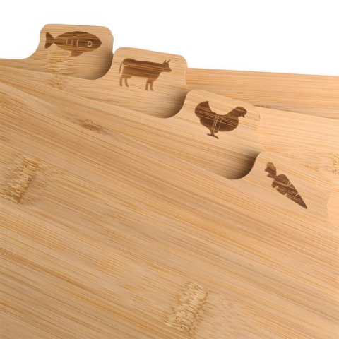 Zestaw desek kuchennych bambusowych ze stojakiem - 4 szt.