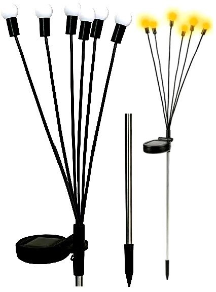 LAMPA SOLARNA TAŃCZĄCE NA WIETRZE KULECZKI BIAŁE 6 LED 72CM