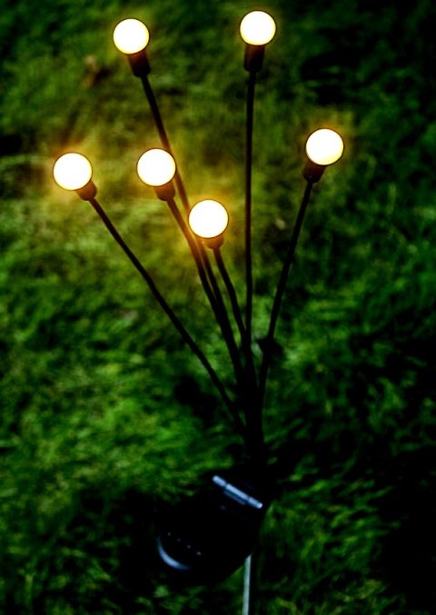 LAMPA SOLARNA TAŃCZĄCE NA WIETRZE KULECZKI BIAŁE 6 LED 72CM