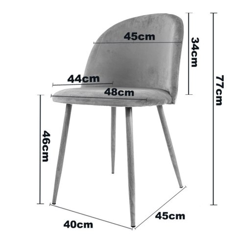 Krzesło tapicerowane GLORIA LIGHT GREY VELVET OUTLET Krzesło tapicerowane GLORIA LIGHT GREY VELVET OUTLET