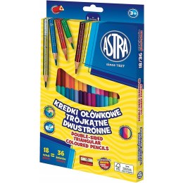 Kredki ołówkowe Astra dwustronne trójkątne 36 kolo