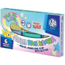 Modelina Astra 20g pastelowa z brokatem x6 kolorów