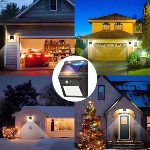 Lampa solarna ogrodowa zewnętrzna z czujnikami ruchu zmierzchu 20 LED