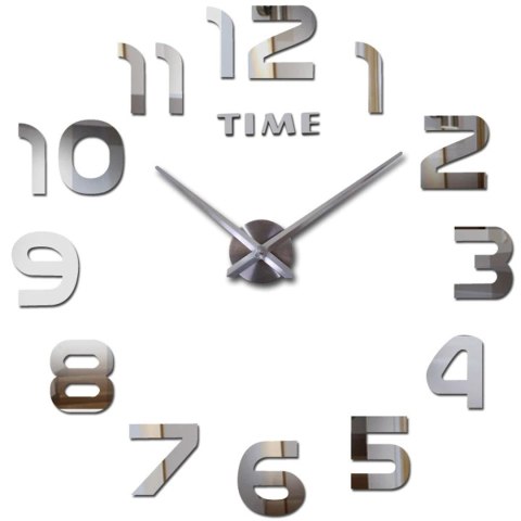Zegar ścienny naklejany lustrzany nowoczesny cichy śr. 60 cm