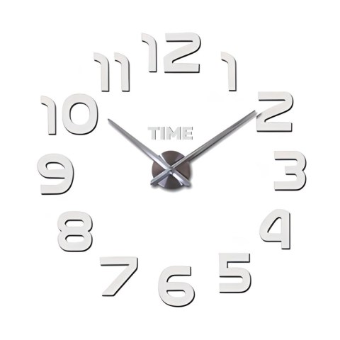 Zegar ścienny naklejany lustrzany nowoczesny cichy śr. 60 cm
