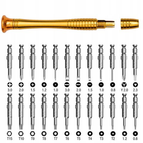 Zestaw wkrętaków precyzyjnych uchwyt 24 końcówki