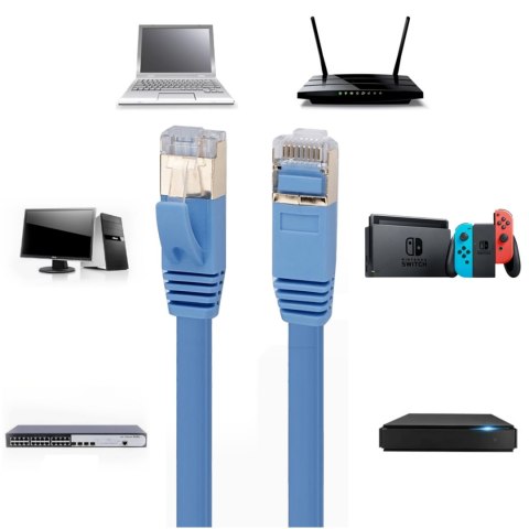 Kabel przewód sieciowy internetowy RJ45 CAT7 1 m niebieski