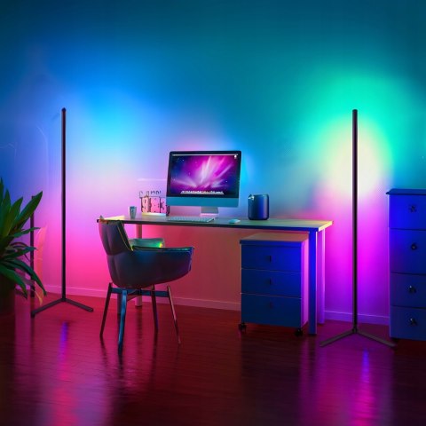 Lampa podłogowa narożna z pilotem 256 barw RGB LED 150 cm