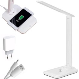 Lampka biurkowa szkolna z ładowarką indukcyjną 3 barwy 5 trybów 10 W