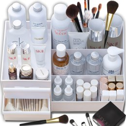 Organizer łazienkowy na kosmetyki biżuterię 2 szuflady 7 przegród - biały