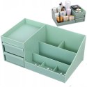 Organizer łazienkowy na kosmetyki biżuterię 2 szuflady 7 przegród - zielony