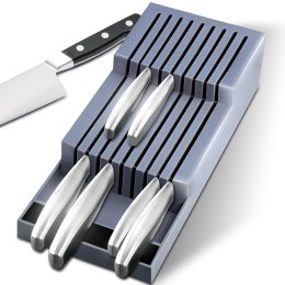 Organizer na noże sztućce do szuflady 9 przegród - szary