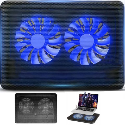 Podstawka chłodząca pod laptop 2 wentylatory LED 12-15,4''
