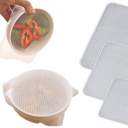 Pokrywki silikonowe uniwersalne do żywności pojemników - 4 szt.