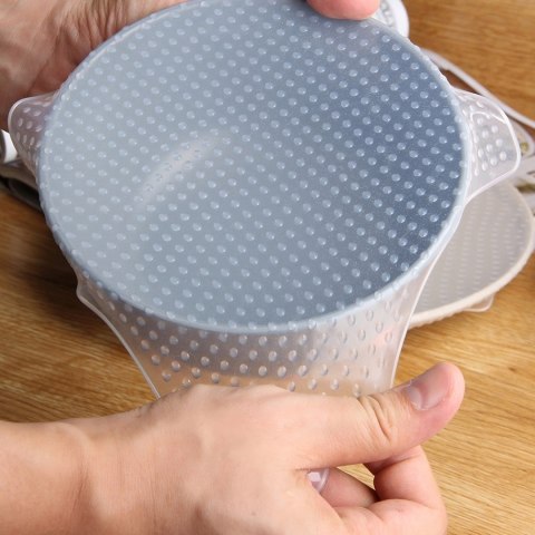 Pokrywki silikonowe uniwersalne do żywności pojemników - 4 szt.